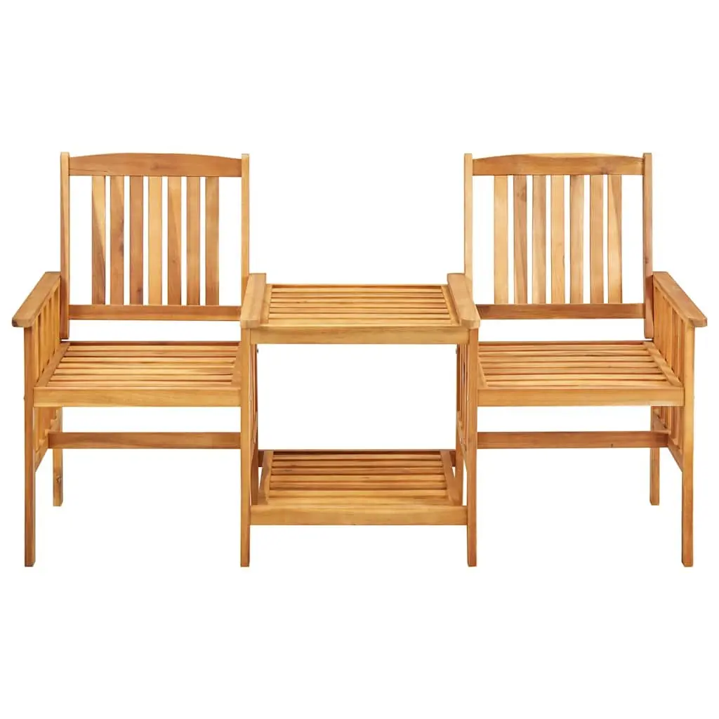 Garden Bistro Set Rustic Wooden Acacia 2 Chairs Tea Table Outdoor Patio Furniture Brown