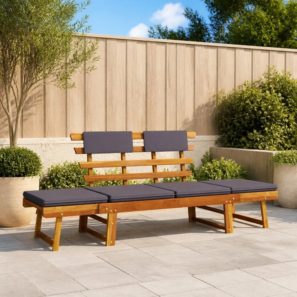 Outdoor Garden Daybed Bench Convertible 190cm with Removable Cushions