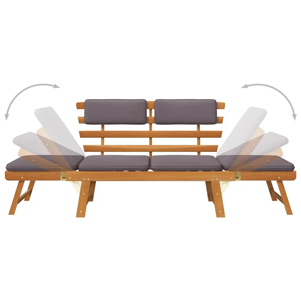 Outdoor Garden Daybed Bench Convertible 190cm with Removable Cushions