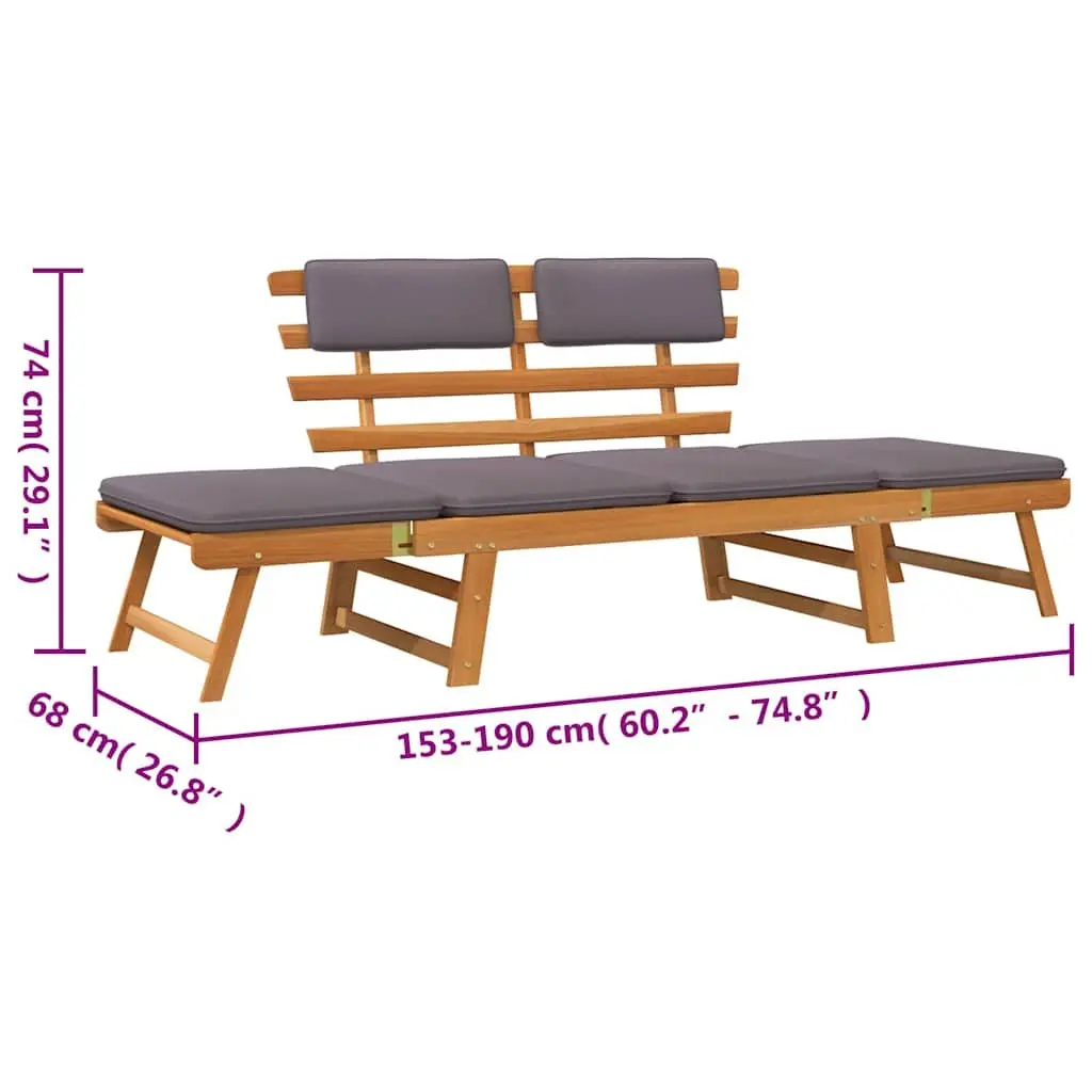 Outdoor Garden Daybed Bench Convertible 190cm with Removable Cushions