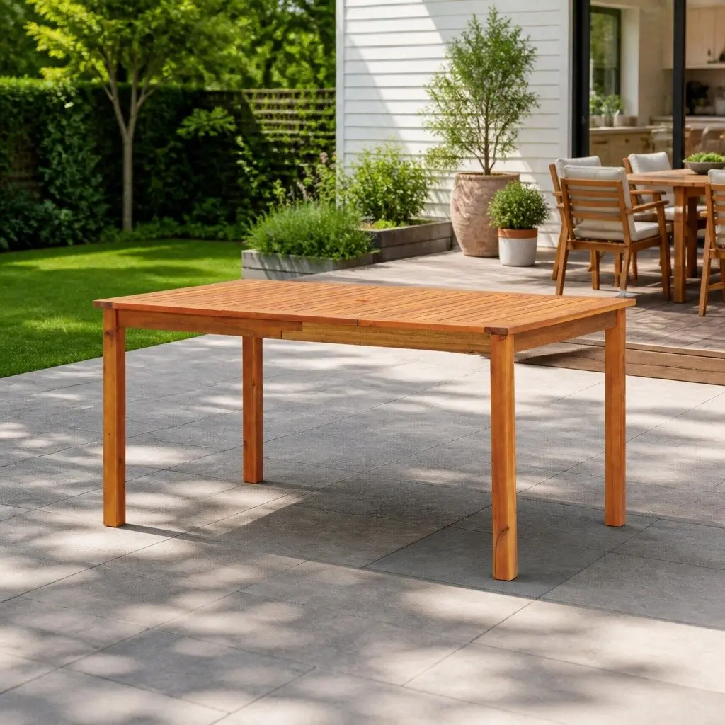 Outdoor Dining Table Solid Acacia Wood Brown 150x90x74 cm