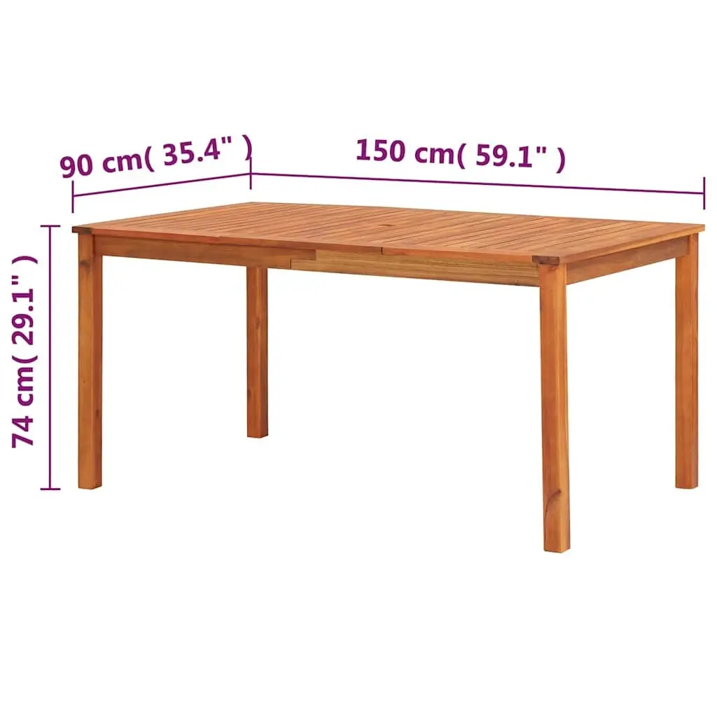 Outdoor Dining Table Solid Acacia Wood Brown 150x90x74 cm