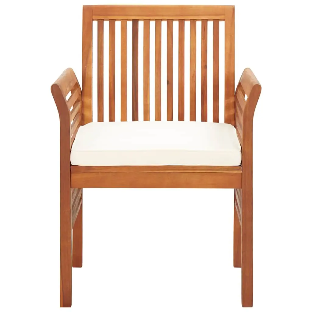 Outdoor Dining Chair with Cushion Brown Acacia Wood Patio Garden Seating