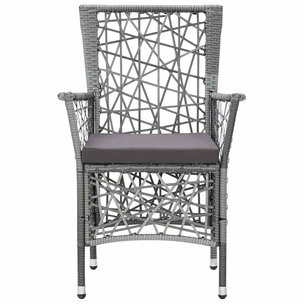 9 Piece Garden Furniture Set Grey Poly Rattan Outdoor Dining Table and Chairs