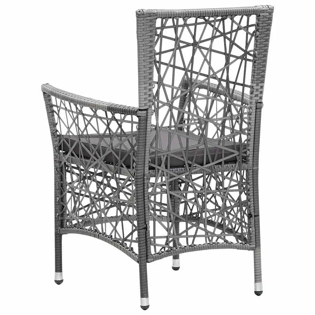 9 Piece Garden Furniture Set Grey Poly Rattan Outdoor Dining Table and Chairs
