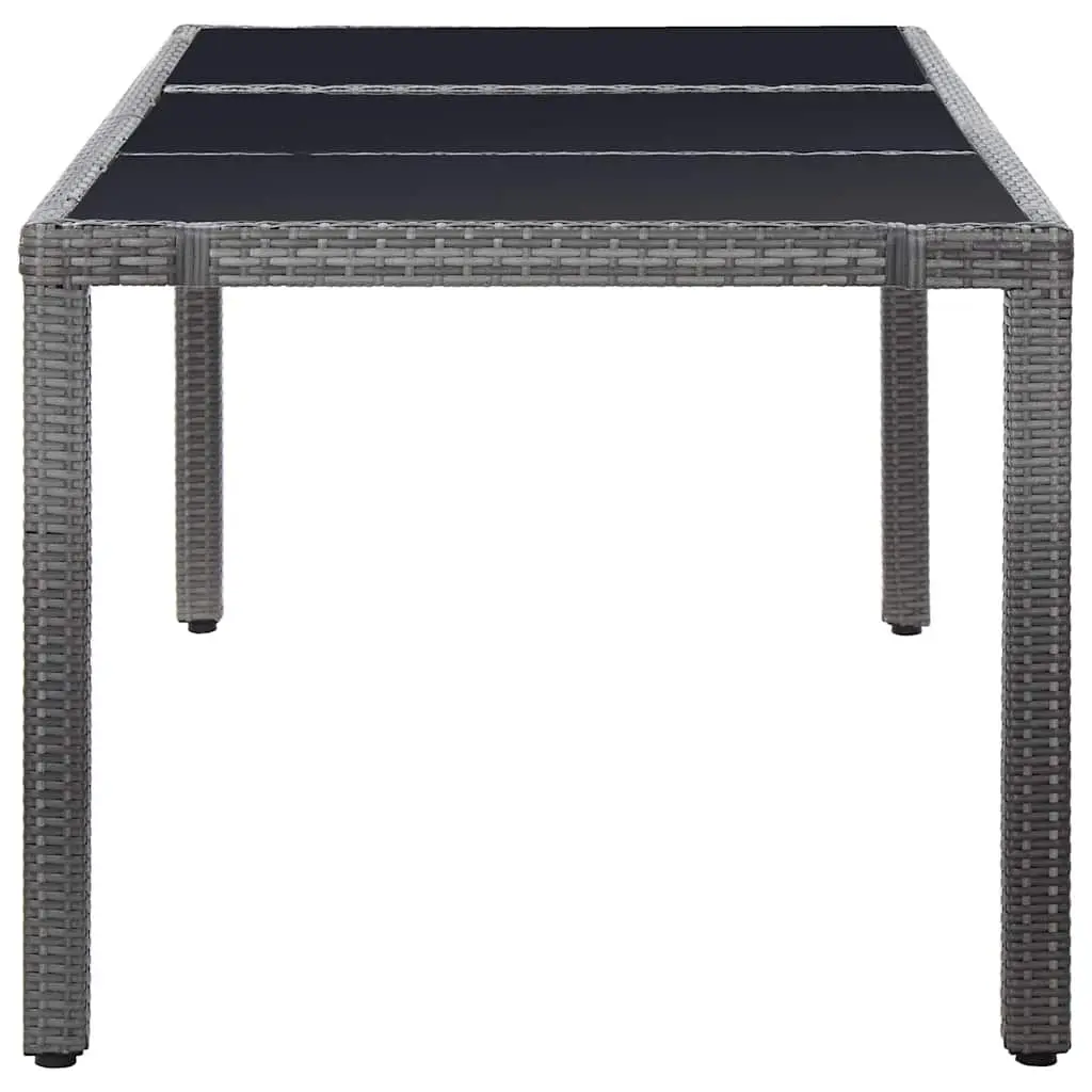 9 Piece Garden Furniture Set Grey Poly Rattan Outdoor Dining Table and Chairs