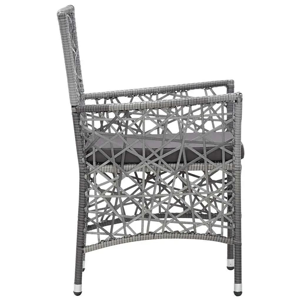 9 Piece Garden Furniture Set Grey Poly Rattan Outdoor Dining Table and Chairs