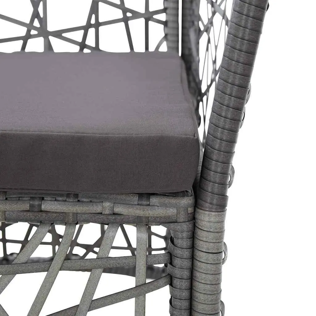 9 Piece Garden Furniture Set Grey Poly Rattan Outdoor Dining Table and Chairs