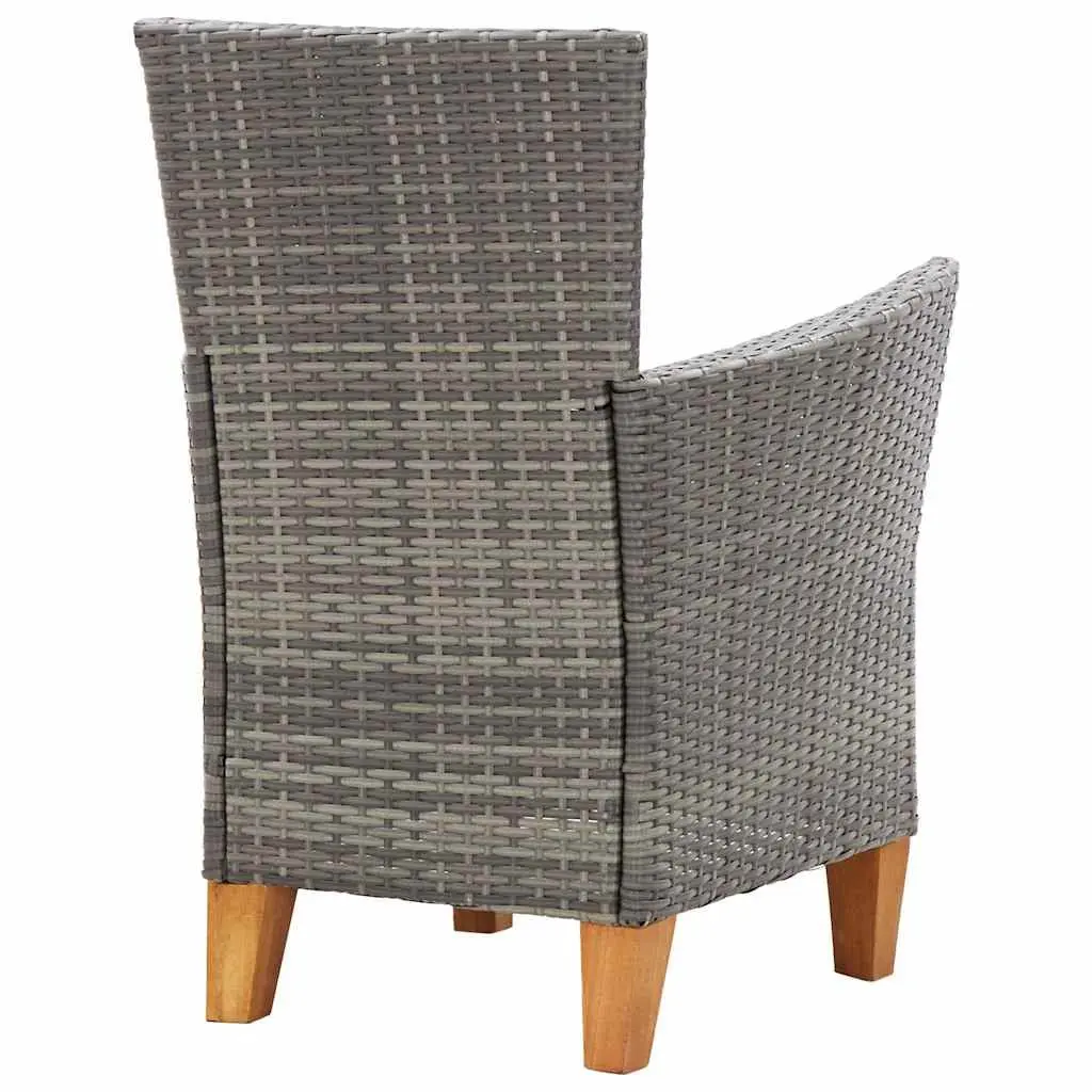 Outdoor Dining Set 5 Piece Poly Rattan Chairs Acacia Wood Table Garden Furniture