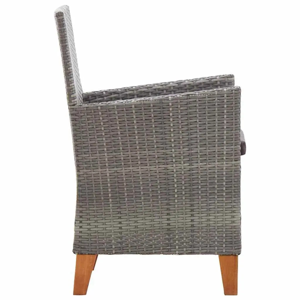 Outdoor Dining Set 5 Piece Poly Rattan Chairs Acacia Wood Table Garden Furniture