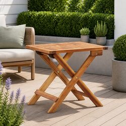 Folding Outdoor Coffee Table 40x40x40cm Brown Slatted Design Garden Furniture