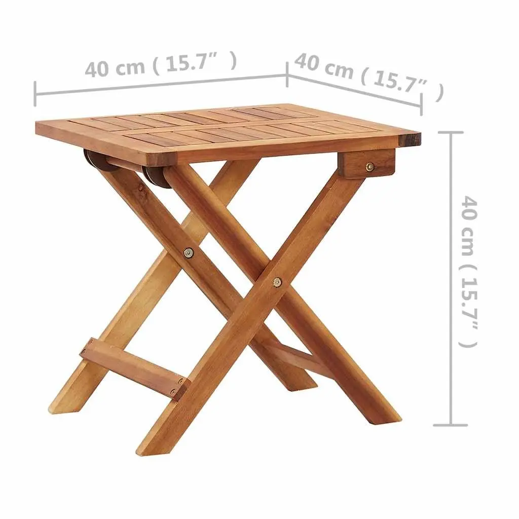 Folding Outdoor Coffee Table 40x40x40cm Brown Slatted Design Garden Furniture