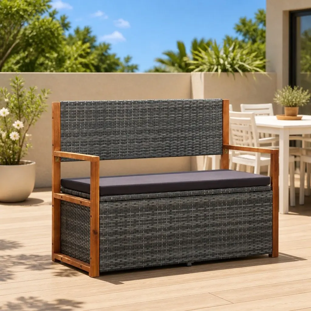 115cm Outdoor Storage Bench in Grey
