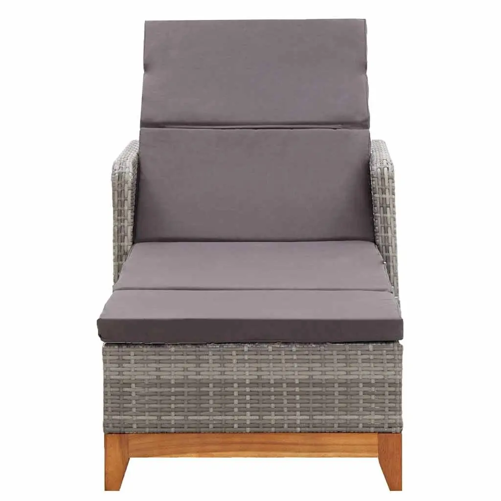 Sun Lounger Reclining Backrest Armrests Grey
