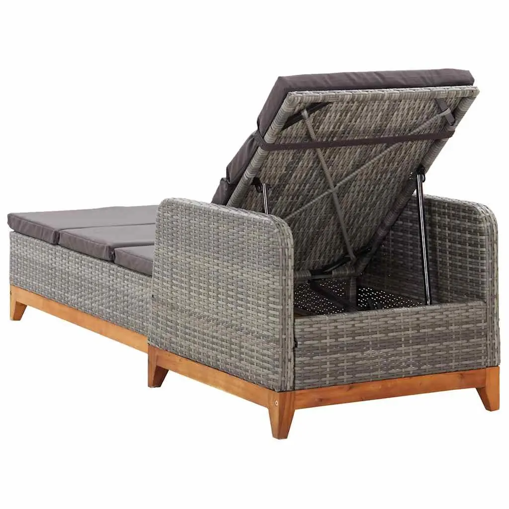 Sun Lounger Reclining Backrest Armrests Grey