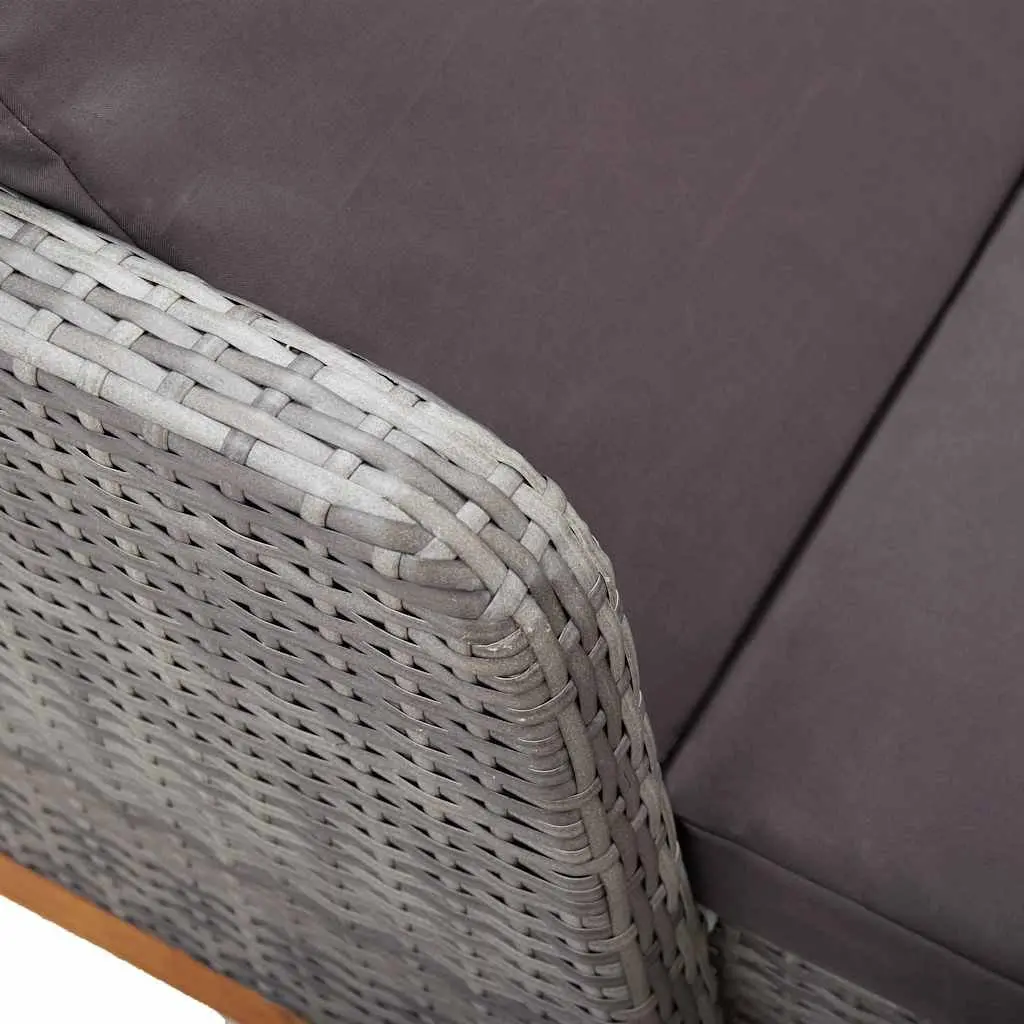 Sun Lounger Reclining Backrest Armrests Grey