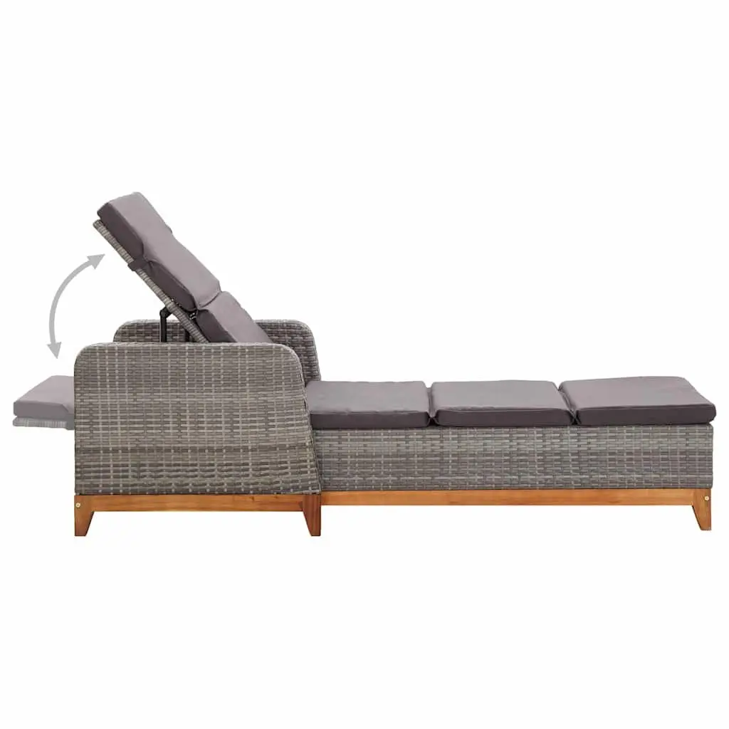 Sun Lounger Reclining Backrest Armrests Grey