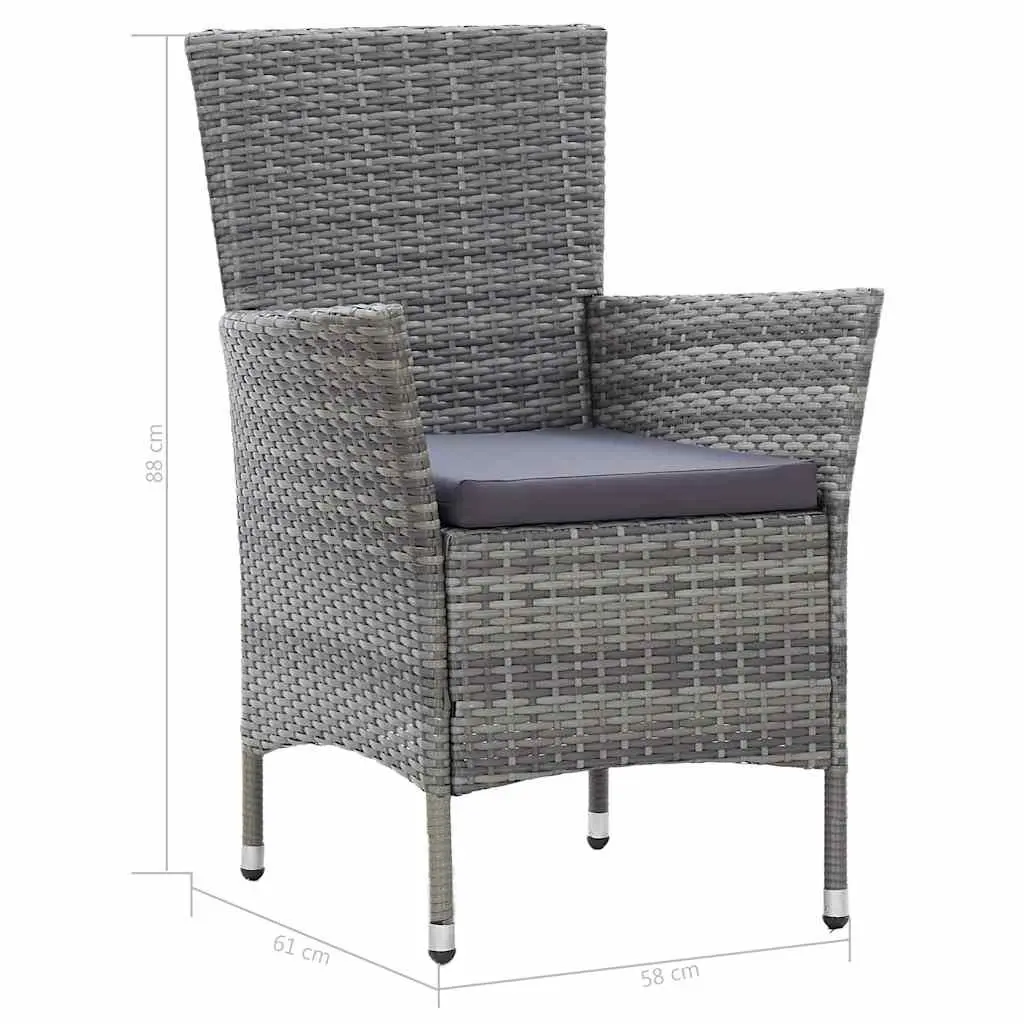 5 Piece Outdoor Dining Set Water-Resistant PE Rattan Grey