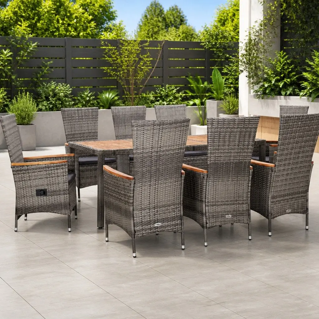 9 Piece Grey Outdoor Dining Set