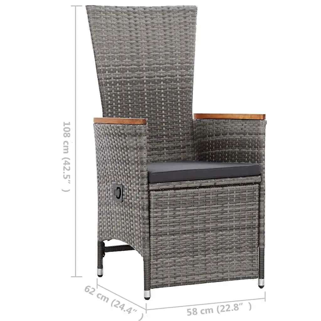 Reclining Garden Chairs Adjustable Backrest 2 Piece Grey