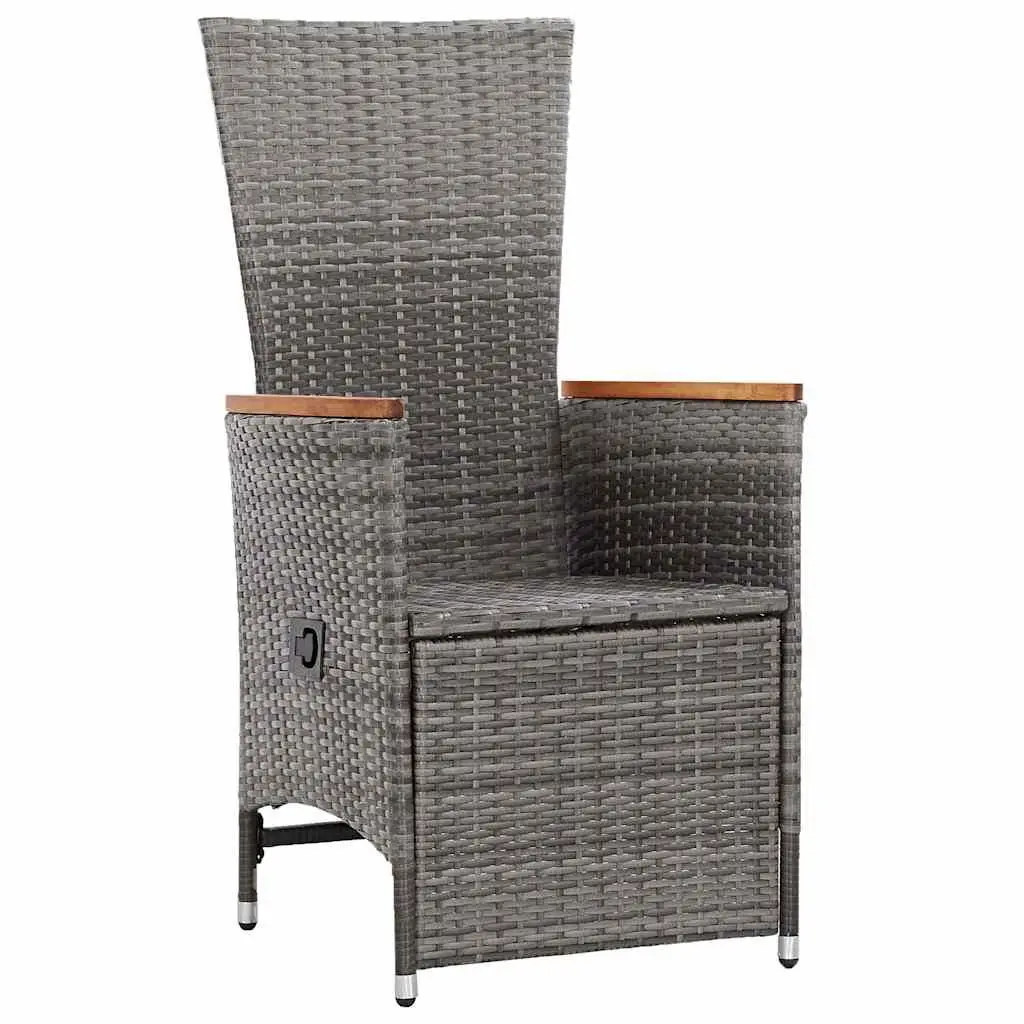 Reclining Garden Chairs Adjustable Backrest 2 Piece Grey