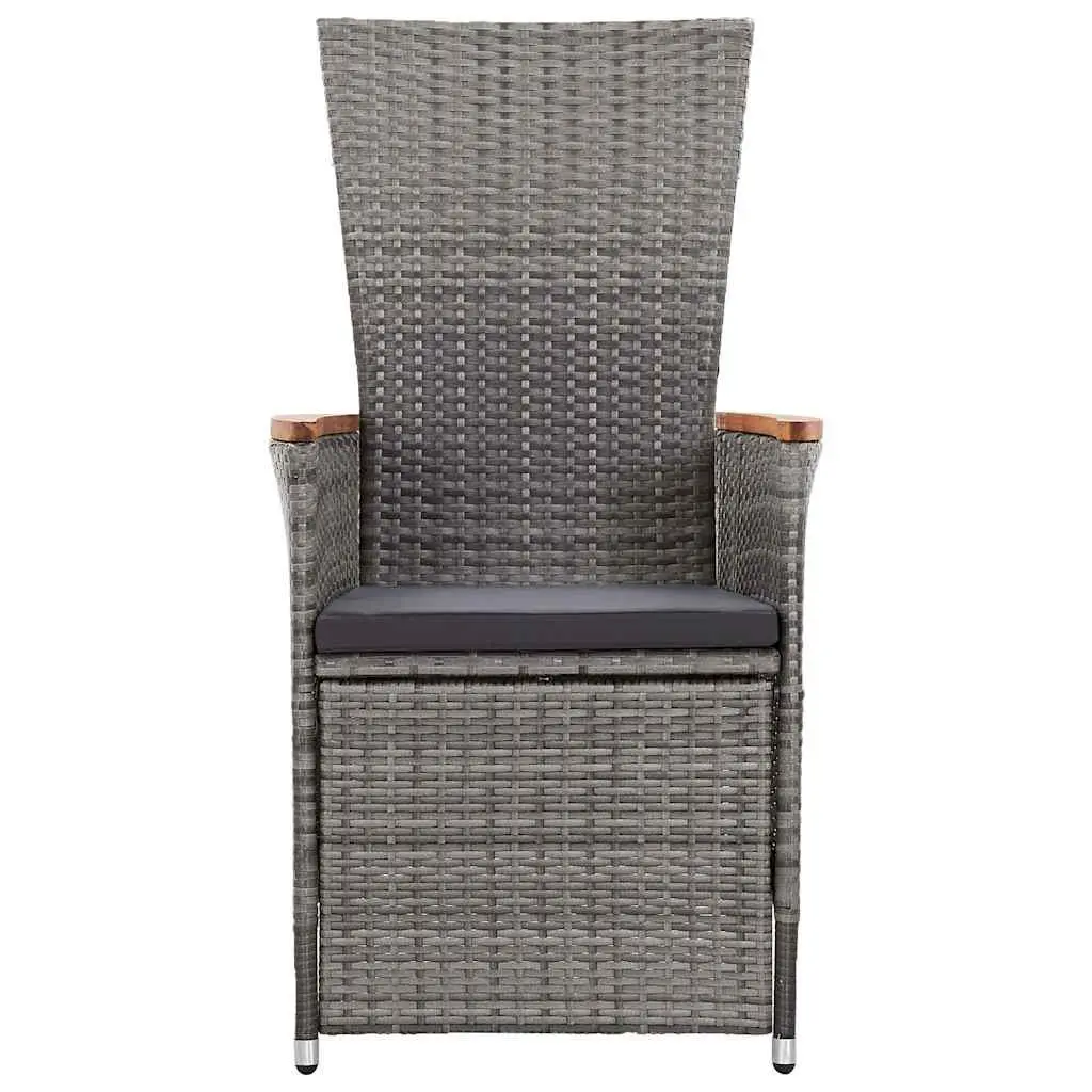 Reclining Garden Chairs Adjustable Backrest 2 Piece Grey
