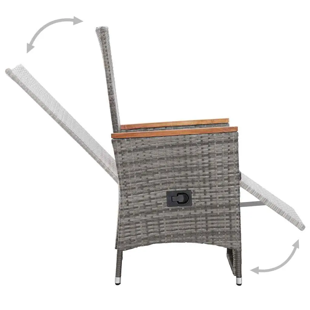 Reclining Garden Chairs Adjustable Backrest 2 Piece Grey