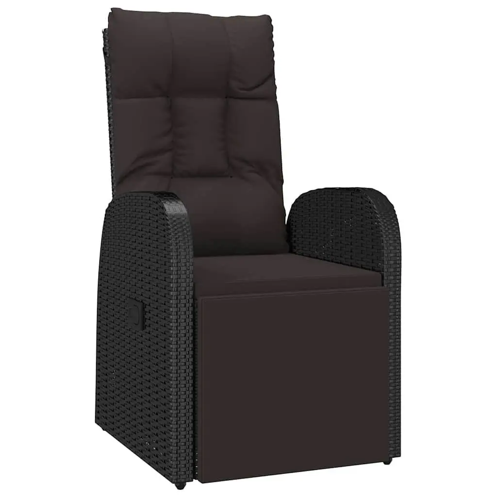 Outdoor Reclining Chair Adjustable Backrest and Footrest Black Poly Rattan