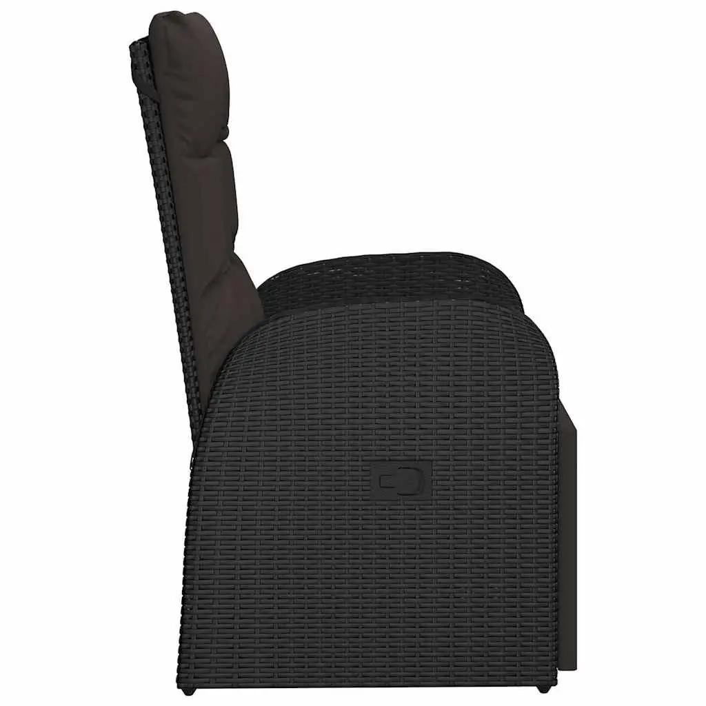 Outdoor Reclining Chair Adjustable Backrest and Footrest Black Poly Rattan