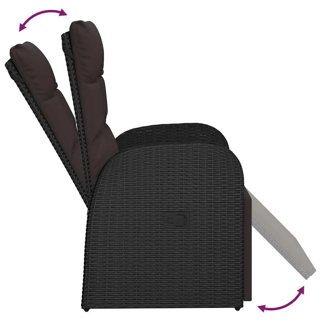 Outdoor Reclining Chair Adjustable Backrest and Footrest Black Poly Rattan