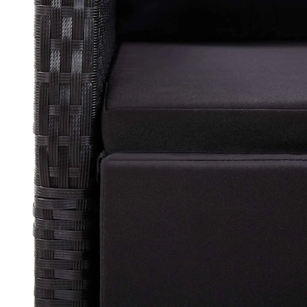 3 Piece Outdoor Bistro Set with Cushions Poly Rattan Patio Garden Furniture