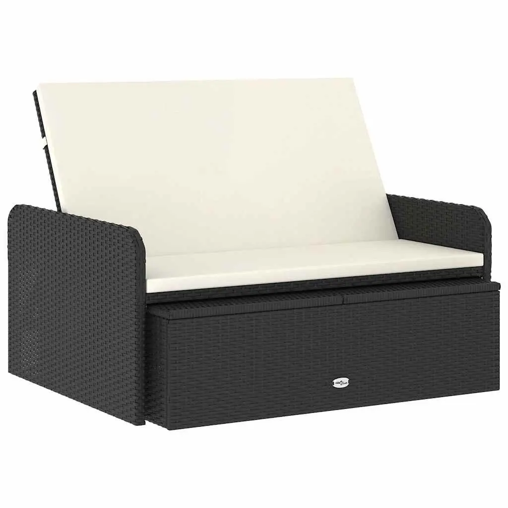 2 Piece Garden Lounge Set Adjustable Rattan Sofa with Cushions and Storage