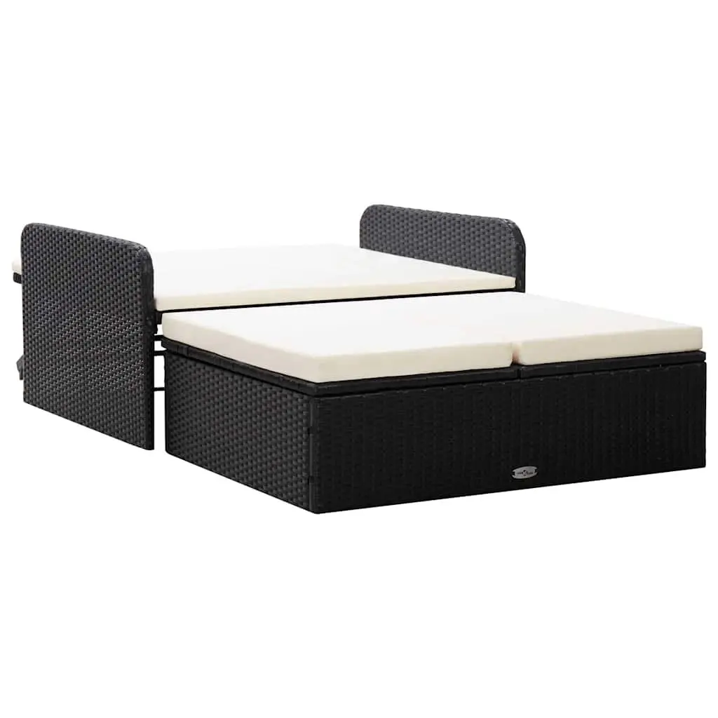 2 Piece Garden Lounge Set Adjustable Rattan Sofa with Cushions and Storage