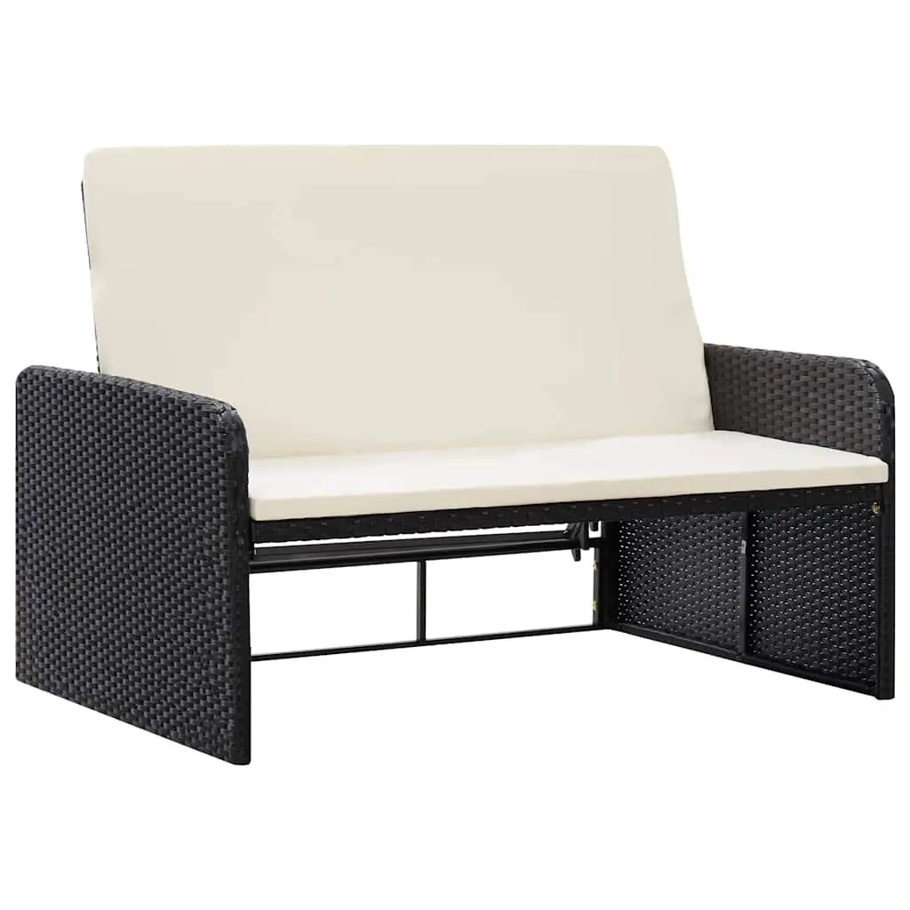 2 Piece Garden Lounge Set Adjustable Rattan Sofa with Cushions and Storage