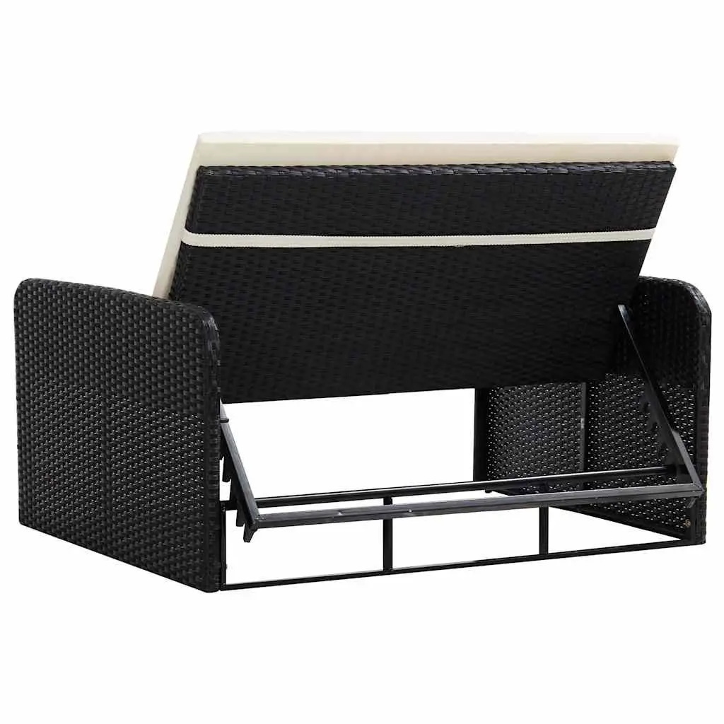 2 Piece Garden Lounge Set Adjustable Rattan Sofa with Cushions and Storage