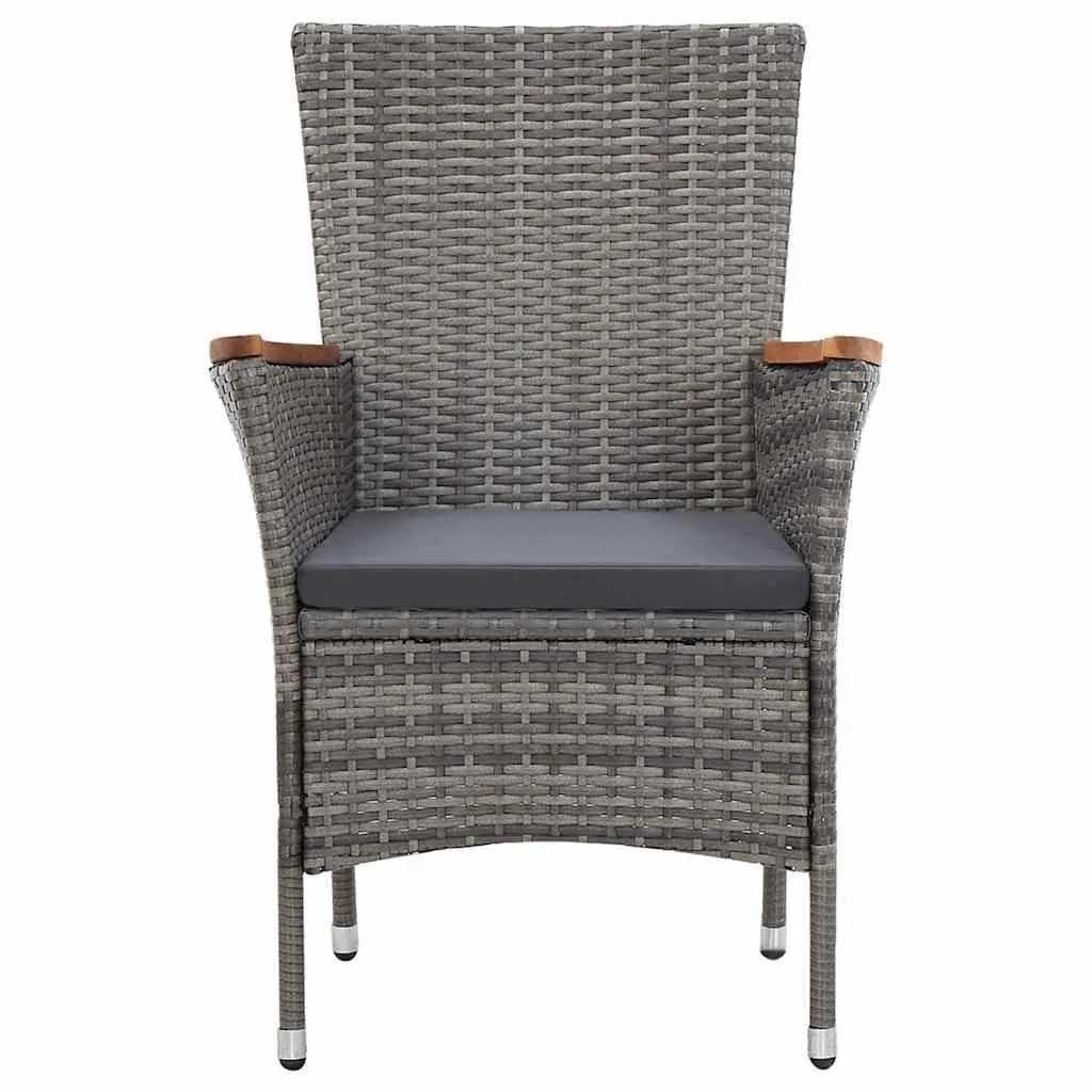 Garden Dining Set 9 Piece Poly Rattan Outdoor Furniture with Seat Cushions Grey