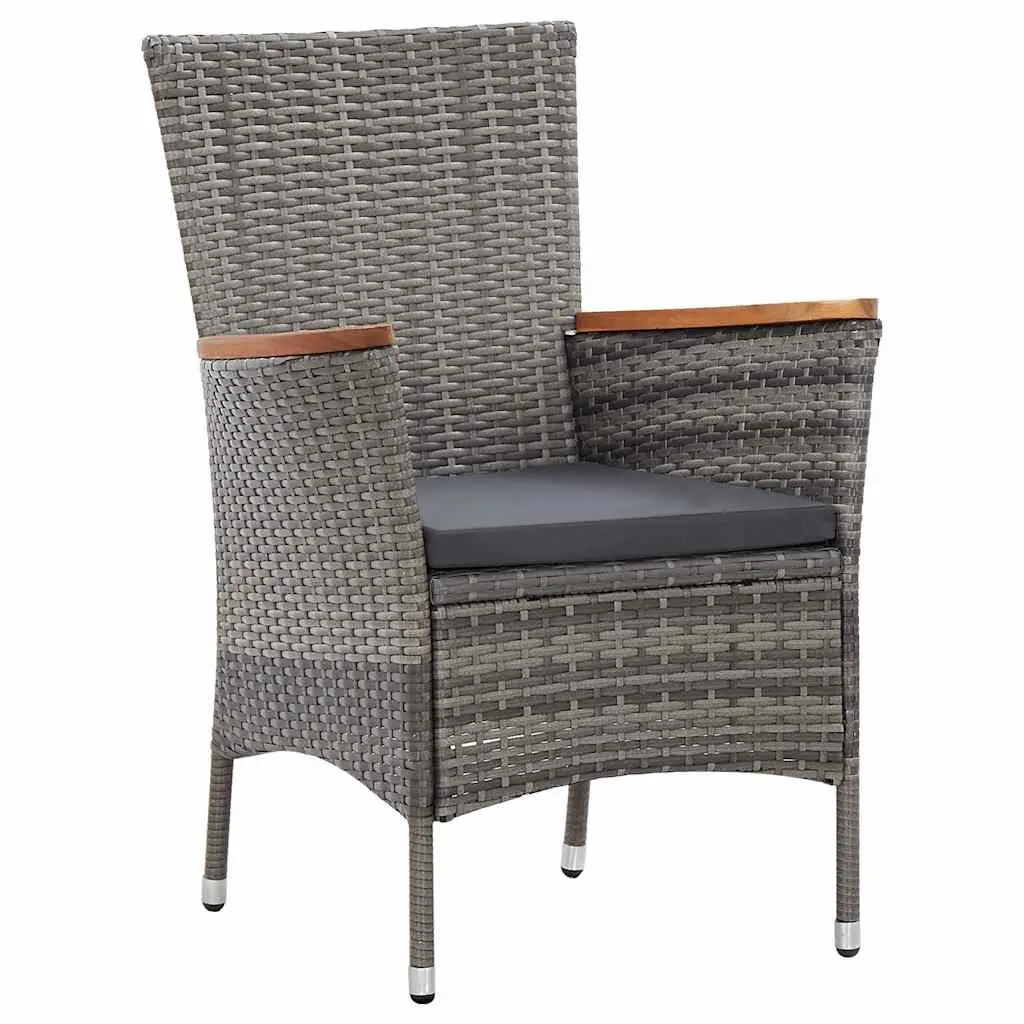 Garden Dining Set 9 Piece Poly Rattan Outdoor Furniture with Seat Cushions Grey