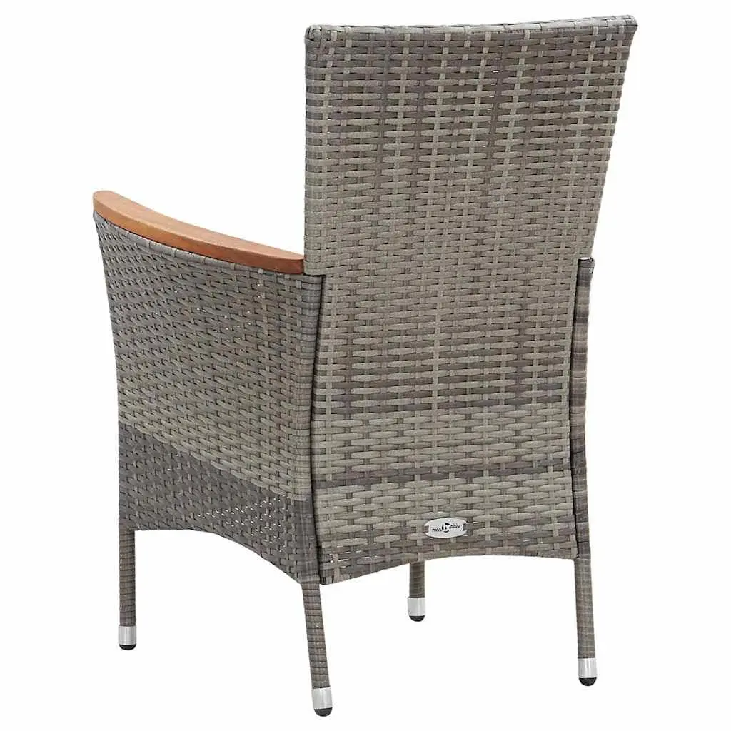 Garden Dining Set 9 Piece Poly Rattan Outdoor Furniture with Seat Cushions Grey