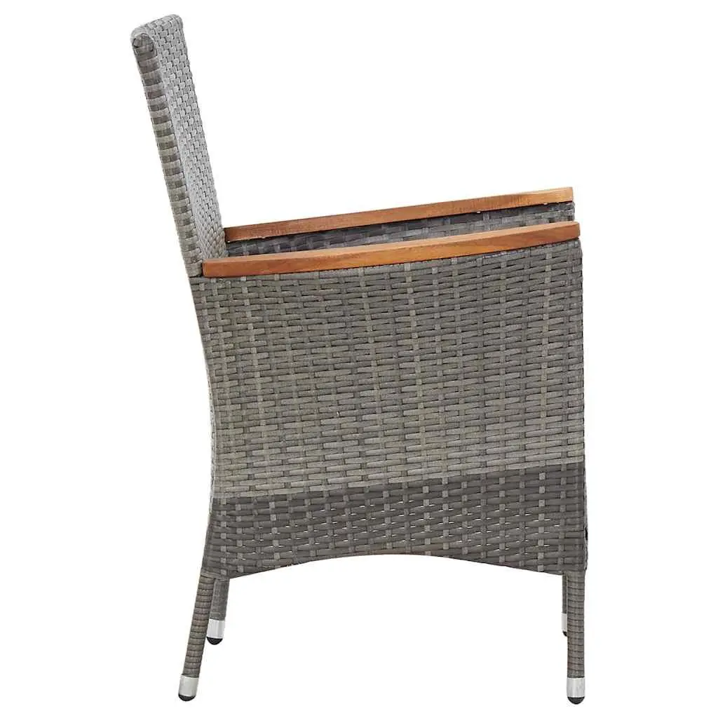 Garden Dining Set 9 Piece Poly Rattan Outdoor Furniture with Seat Cushions Grey