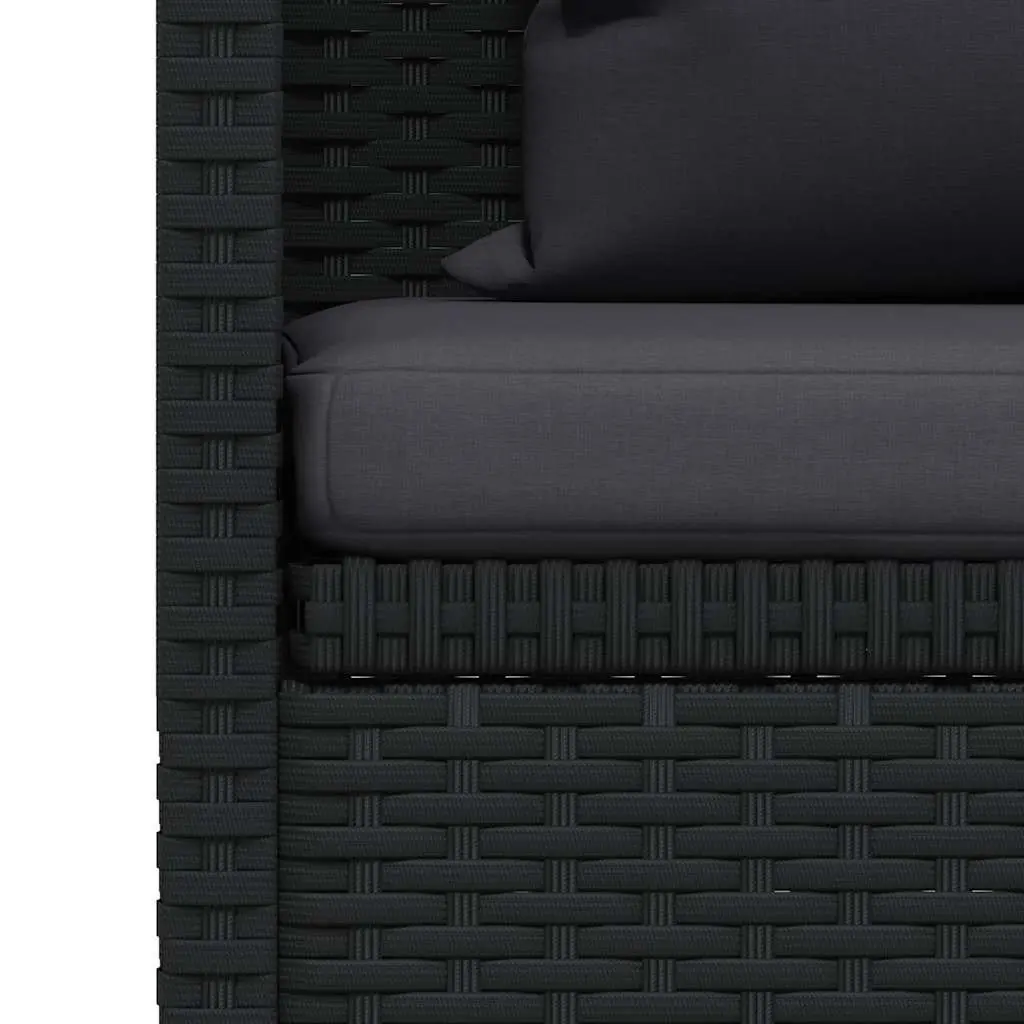 Garden Sun Lounger Bed Adjustable with Cushion and Pillow Poly Rattan Outdoor Sofa Black