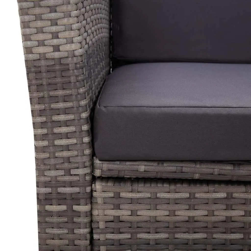 Outdoor Dining Set 5 Piece Grey Poly Rattan Garden Patio Furniture with Cushions