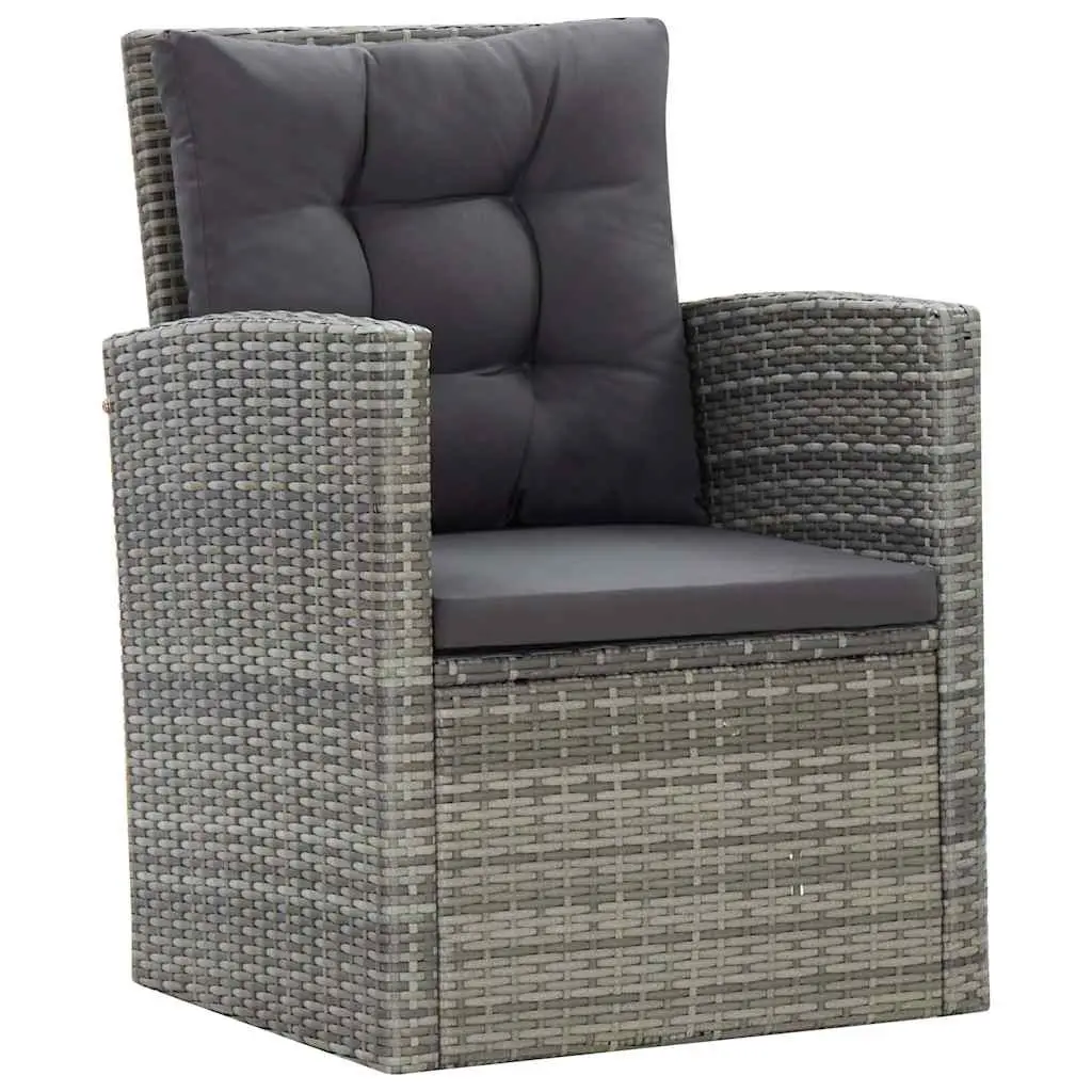 Outdoor Dining Set 5 Piece Grey Poly Rattan Garden Patio Furniture with Cushions