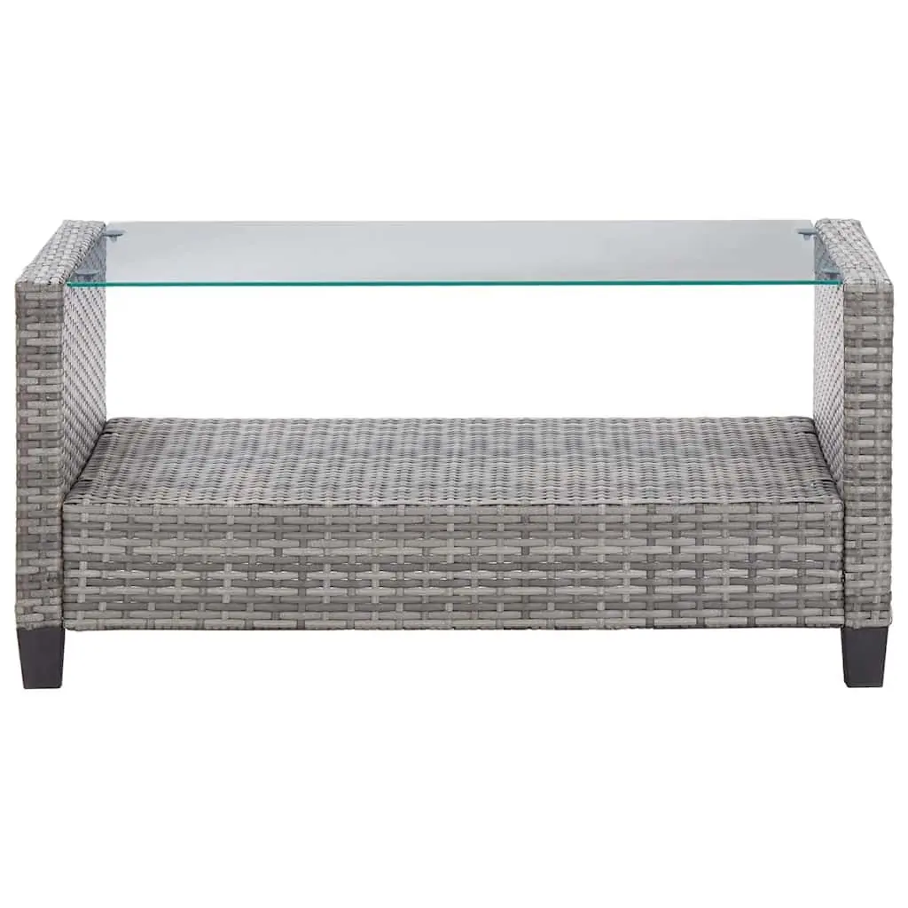 Garden Sofa Set 6 Piece Grey Weather-Resistant PE Rattan Patio Furniture with Cushions