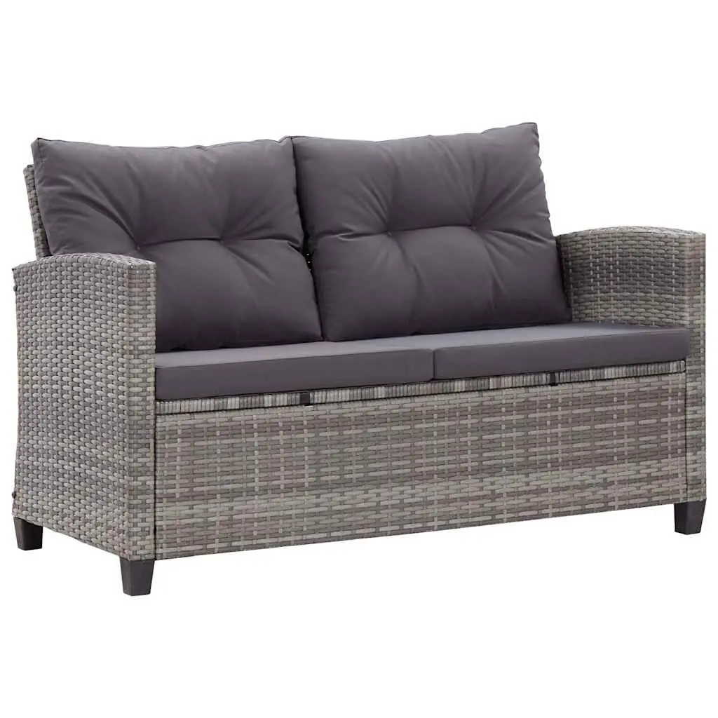 Garden Sofa Set 6 Piece Grey Weather-Resistant PE Rattan Patio Furniture with Cushions