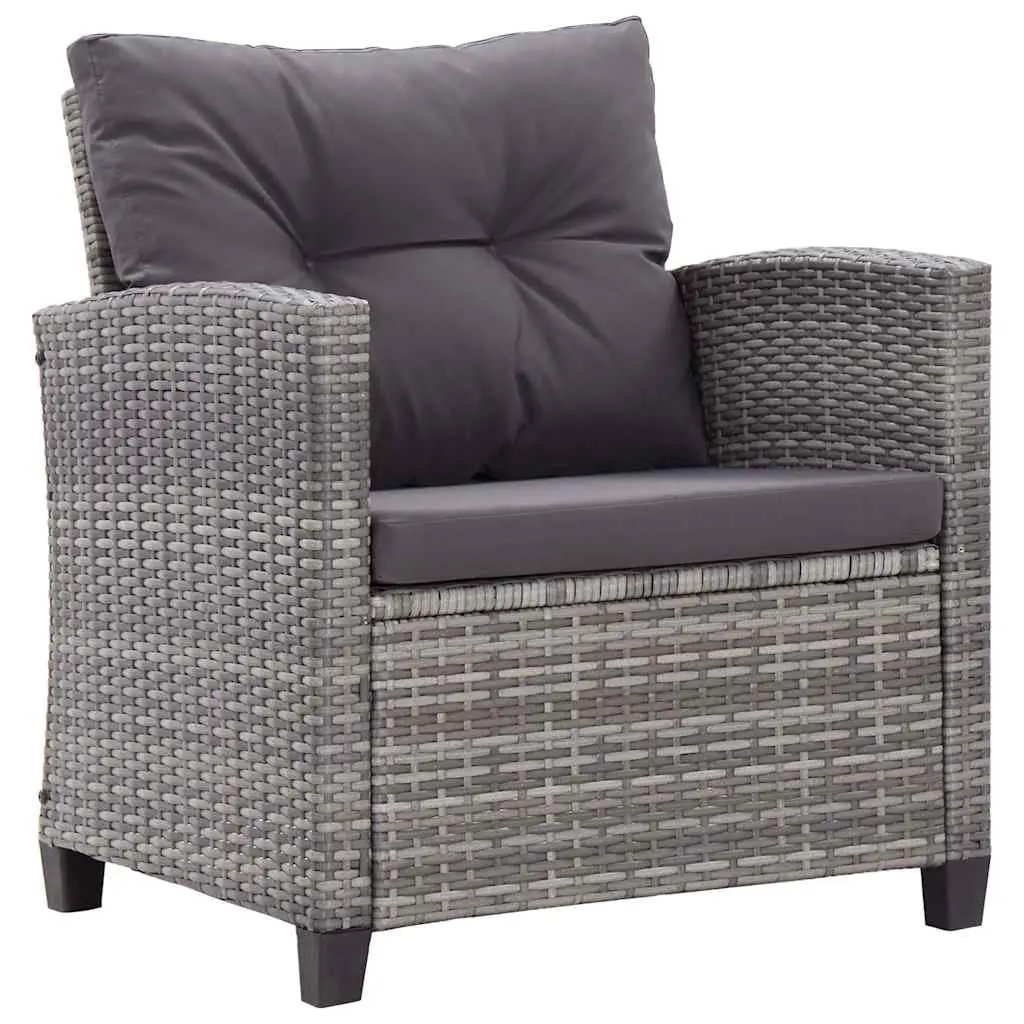 Garden Sofa Set 6 Piece Grey Weather-Resistant PE Rattan Patio Furniture with Cushions