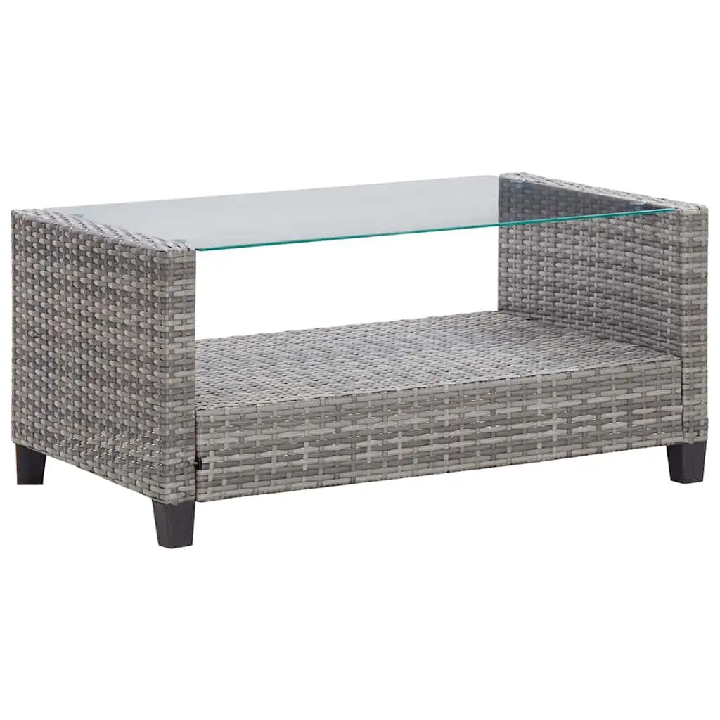 Garden Sofa Set 6 Piece Grey Weather-Resistant PE Rattan Patio Furniture with Cushions