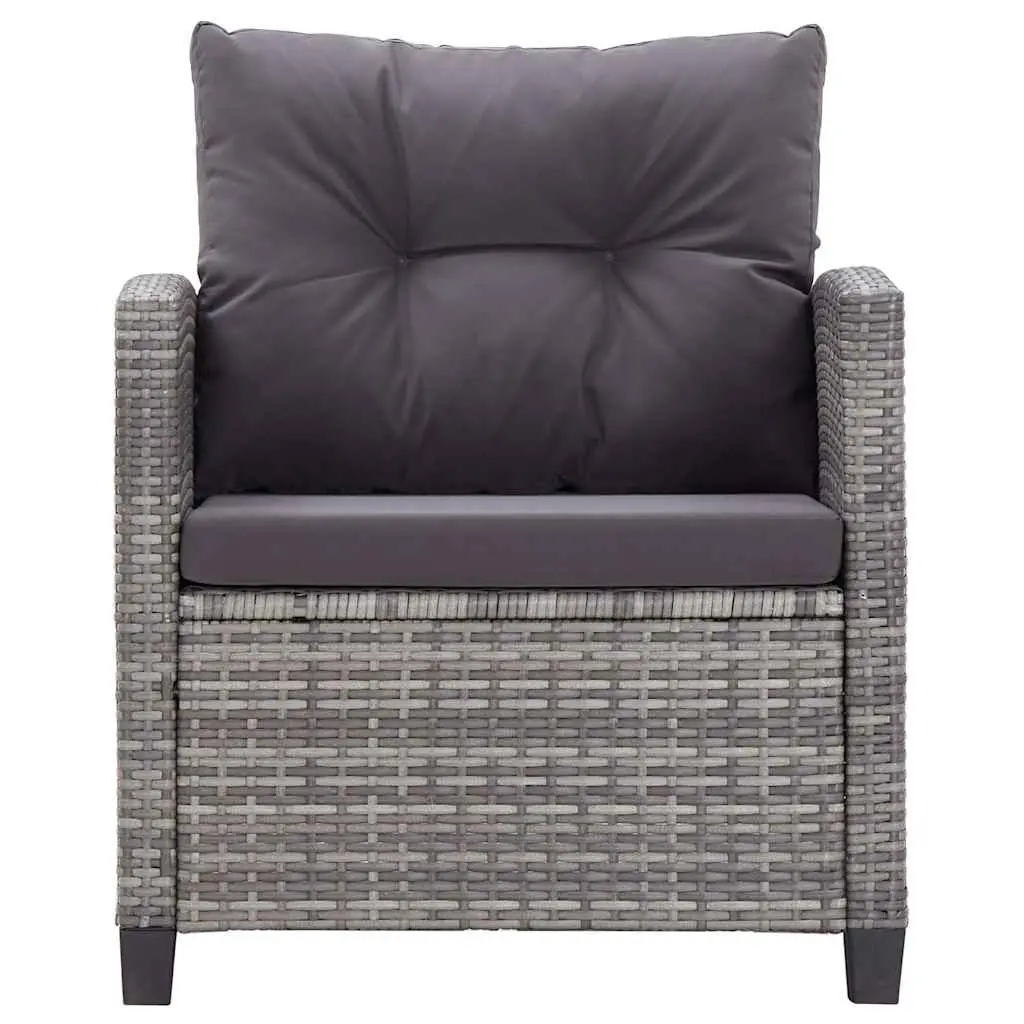 Garden Sofa Set 6 Piece Grey Weather-Resistant PE Rattan Patio Furniture with Cushions