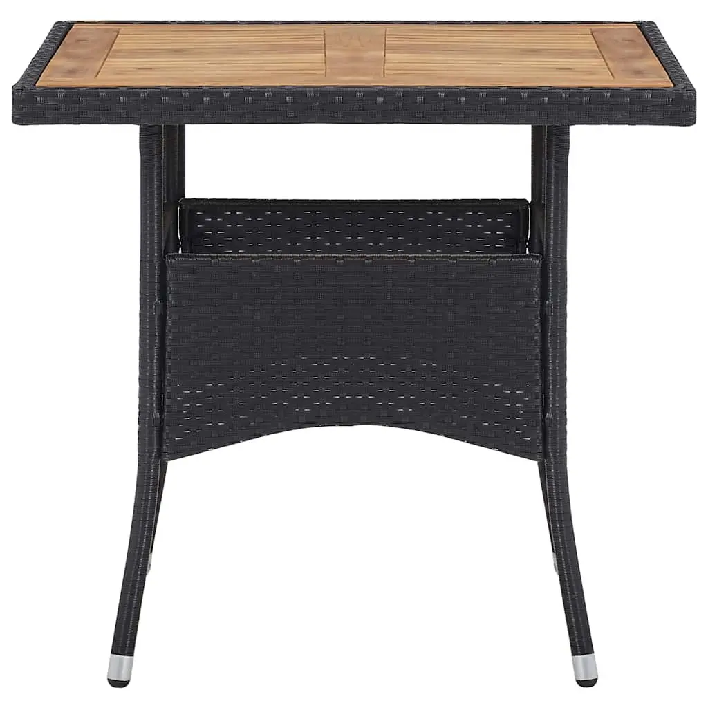 Outdoor Table Acacia Wood and Black PE Rattan 4 Seat Patio Dining Furniture