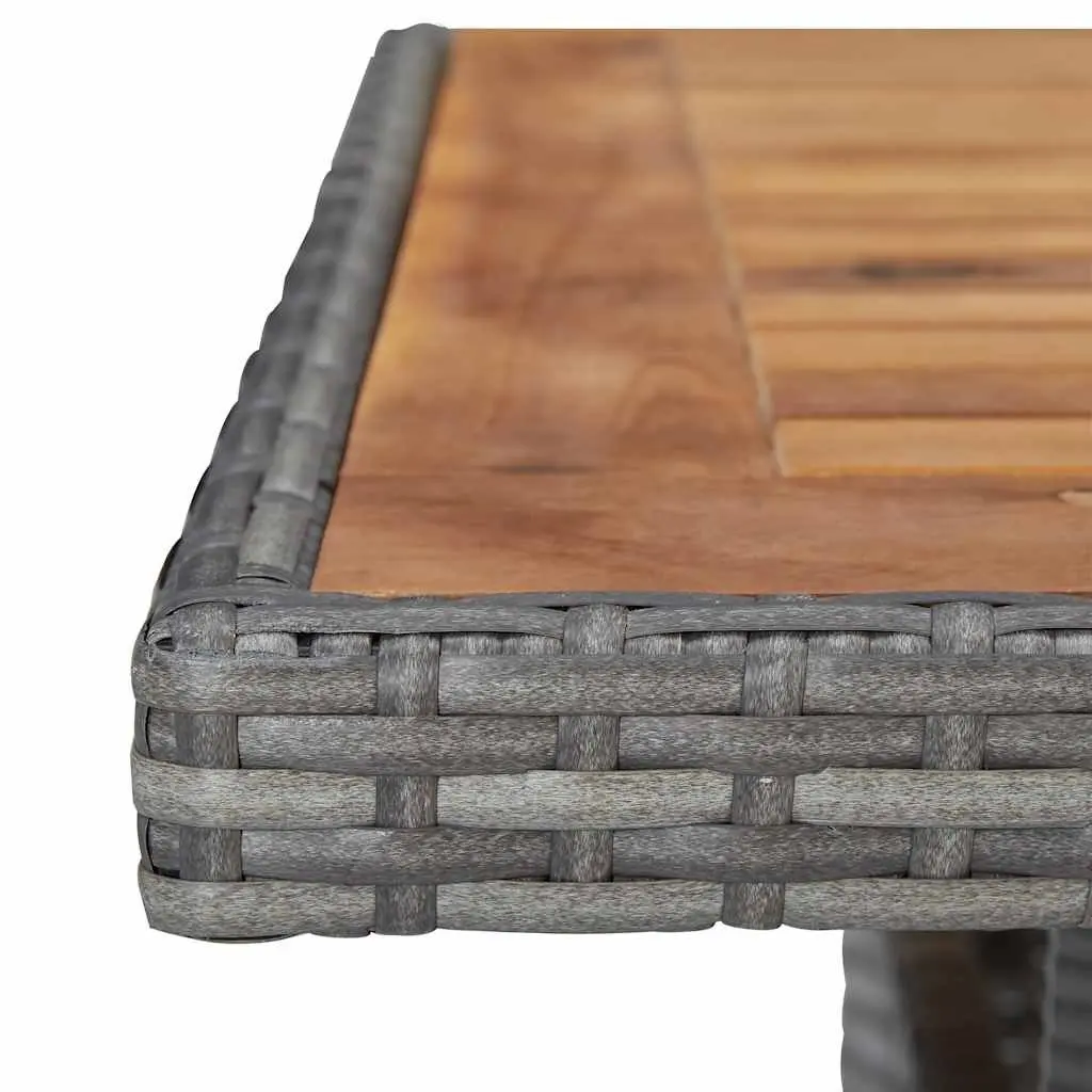 Outdoor Dining Table Grey Poly Rattan Acacia Wood 4 Seater