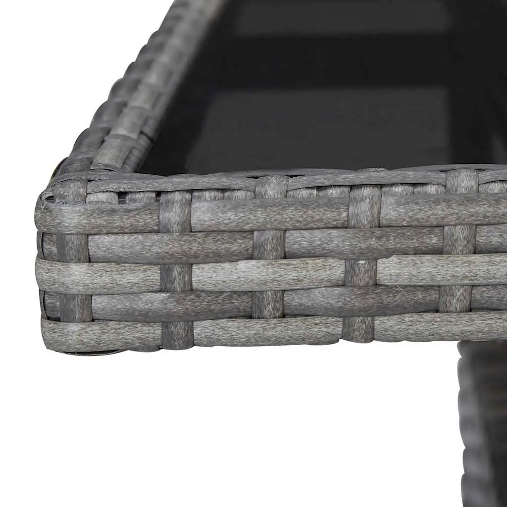 Grey Poly Rattan Patio Dining Table Tempered Glass 4 Seater Outdoor Furniture